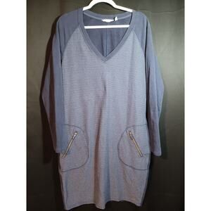 Athleta Women’s Medium Tall Enchanted Blue Stripe Long Sleeve Sweater Dress MT